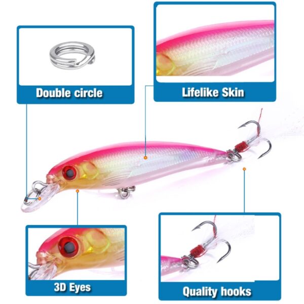 HENGJIA MI094 Simulatie Laser Nep Kunstaas Minnow Visaas, 1, 2, 3, 4, 5, 6, 7, 8, 9, 10, 10 Colors Boxed - Afbeelding 2