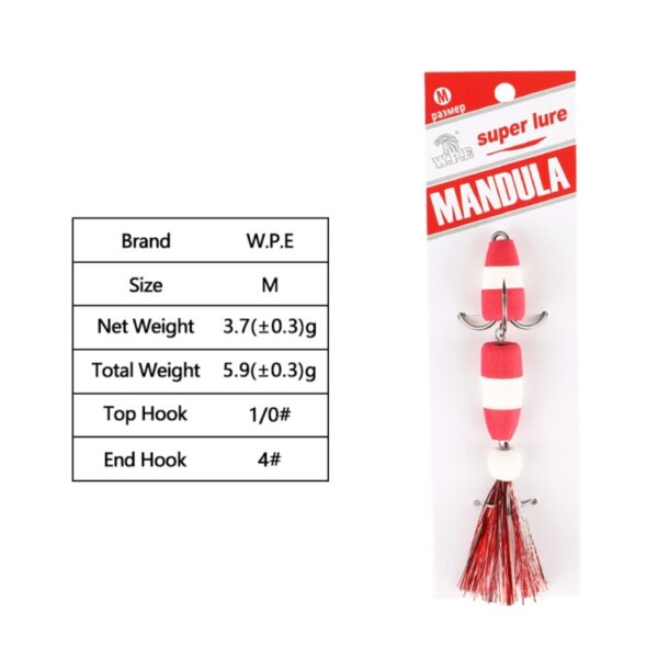 WPE PMG-M Foam Hook Soft Worm Bait Three Anchor Hook Fake Lures, M - Afbeelding 5