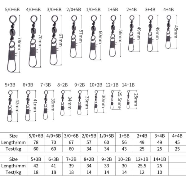 HENGJIA SS007 50 stks/zak B-pin Connector 8 Shape Swivel Loop Accessoires, 1/0+5B (60mm), 2/0+5B (57mm), 3/0+6B (67mm), 4/0+6B (70mm), 5/0+6B (78mm), 1+5B (56mm), 2+4B (49mm), 3+4B (49mm), 4+4B (45mm), 5+3B (42mm), 6+3B (41mm), 7+3B (39mm), 8+2B (34mm)... - Afbeelding 3