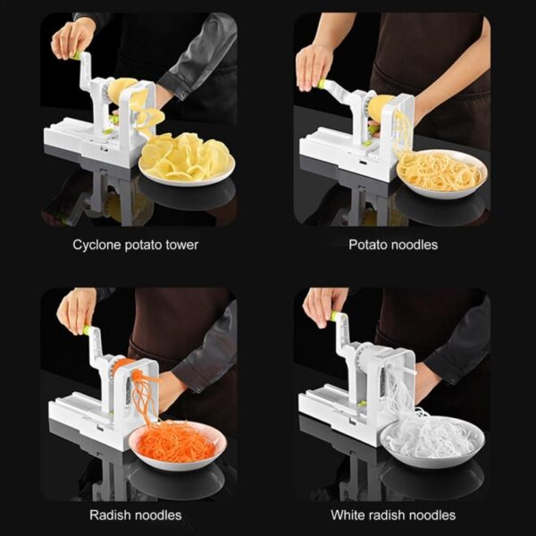 Rasp Groente Aardappel Spiraal Snijmachine Whirlwind Fruit Groente Spiraal Machine, White - Afbeelding 3