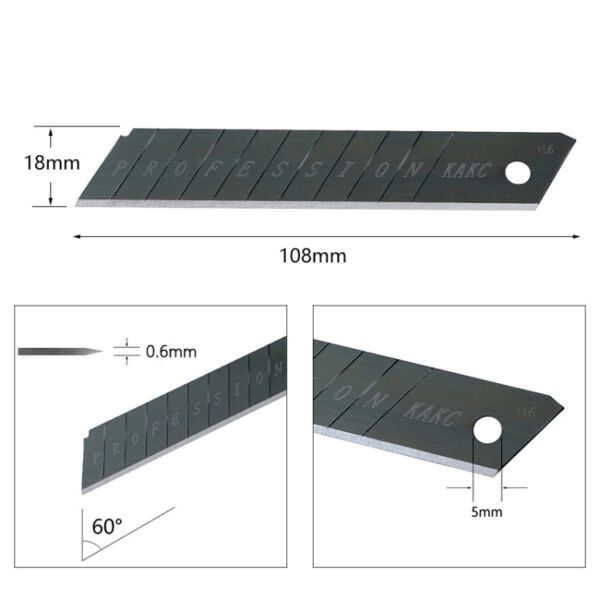 KAKC-18 snijmes met zwart mes 18 mm muursnijmes, 10pcs /Box, 100pcs /Box - Afbeelding 3