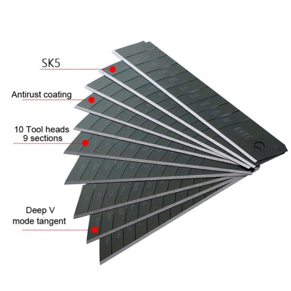 KAKC-18 snijmes met zwart mes 18 mm muursnijmes, 10pcs /Box, 100pcs /Box - Afbeelding 5