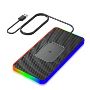 2 in 1 15W auto mobiele telefoon draadloze oplader antislipmat met kleurrijk licht, USB Cable 1m, USB-C/Type-C Cable 1m, USB Cable 0.3m, USB-C/Type-C Cable 0.3m