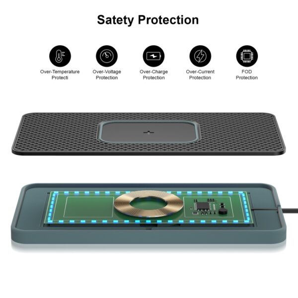 2 in 1 15W auto mobiele telefoon draadloze oplader antislipmat met kleurrijk licht, USB Cable 1m, USB-C/Type-C Cable 1m, USB Cable 0.3m, USB-C/Type-C Cable 0.3m - Afbeelding 4