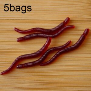 3,5 cm visachtige rode regenworm nepaas lichtgevend vislokmiddel, 5bags 20pcs/bag, 5bags 50pcs/bag, 5bags 100pcs/bag, 5bags 200pcs/bag