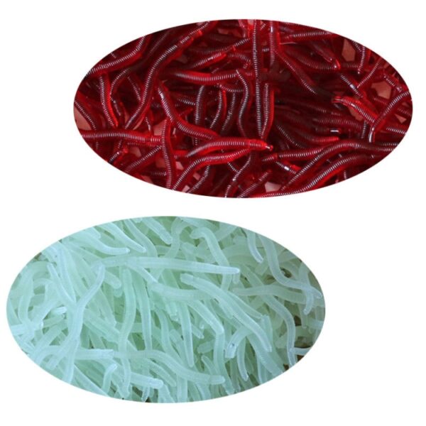 3,5 cm visachtige rode regenworm nepaas lichtgevend vislokmiddel, 5bags 20pcs/bag, 5bags 50pcs/bag, 5bags 100pcs/bag, 5bags 200pcs/bag - Afbeelding 2