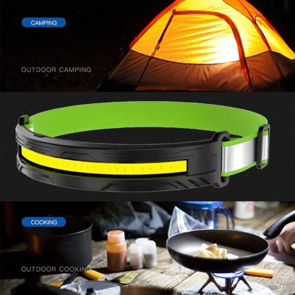 Draagbare Outdoor Camping Sterk Licht Oplaadbare Waarschuwingskoplamp, COB No Induction, COB Induction, LED Induction - Afbeelding 7