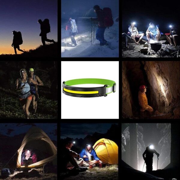 Draagbare Outdoor Camping Sterk Licht Oplaadbare Waarschuwingskoplamp, COB No Induction, COB Induction, LED Induction - Afbeelding 8