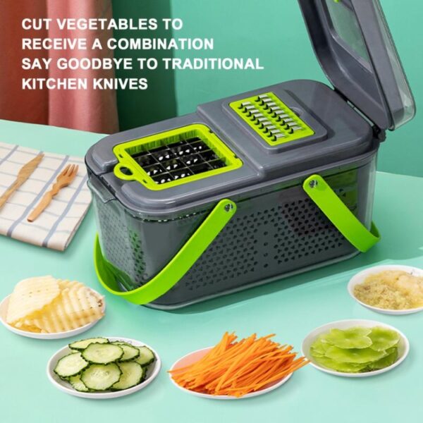 22 in 1 multifunctionele voedselhakker, rasp, uiensnijmachine, groentesnijder met 13 roestvrijstalen messen, 22 in 1 Multifunctional - Afbeelding 2