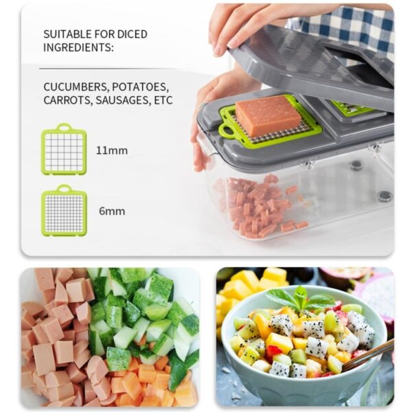 22 in 1 multifunctionele voedselhakker, rasp, uiensnijmachine, groentesnijder met 13 roestvrijstalen messen, 22 in 1 Multifunctional - Afbeelding 5