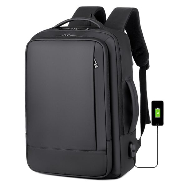Uitbreidbare zakelijke waterdichte laptoprugzak met USB-poort - Afbeelding 3