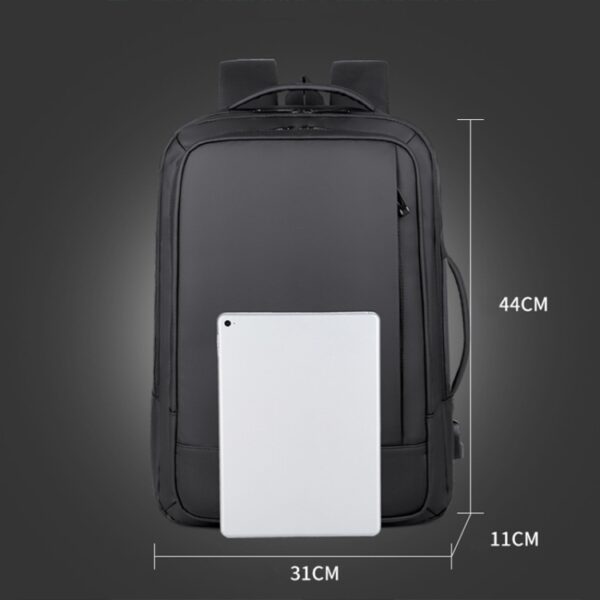 Uitbreidbare zakelijke waterdichte laptoprugzak met USB-poort - Afbeelding 4