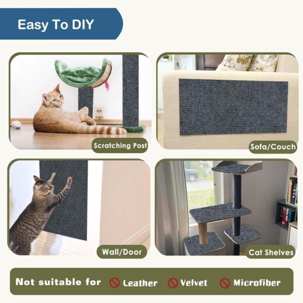 Trimbare zelfklevende kattenkrabmat DIY-klimkattenkrabber, 30 x 100cm, 40 x 100cm, 60 x 100cm - Afbeelding 6