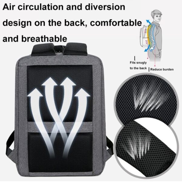 Multifunctionele waterdichte zakelijke sportlaptoprugzak met USB-poort, 15 inch, 17 inch - Afbeelding 8