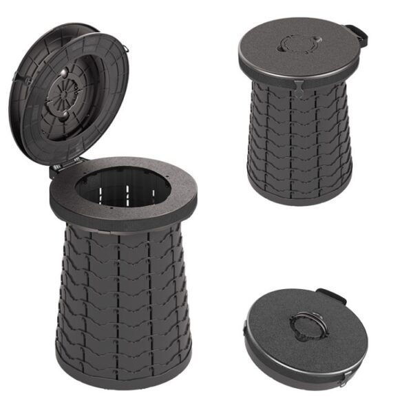 Auto Buiten Multifunctioneel Intrekbaar Verdikt Vouwkruk Draagbaar toilet, 50cm(Black) - Afbeelding 2