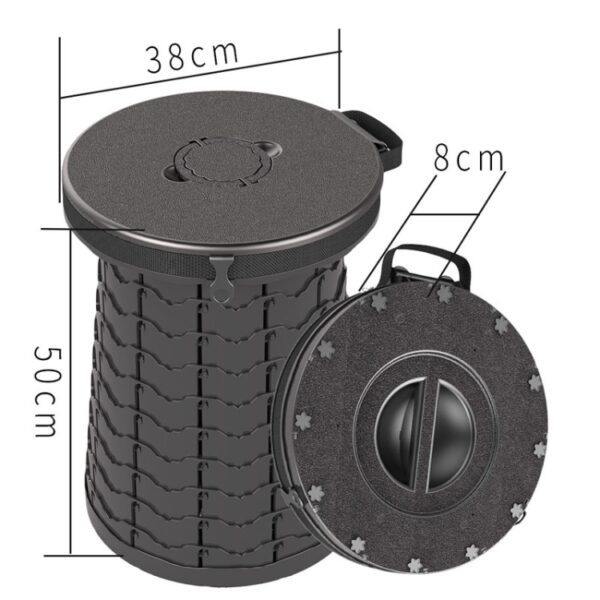 Auto Buiten Multifunctioneel Intrekbaar Verdikt Vouwkruk Draagbaar toilet, 50cm(Black) - Afbeelding 3