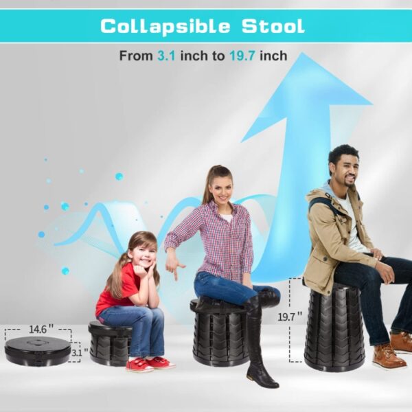Auto Buiten Multifunctioneel Intrekbaar Verdikt Vouwkruk Draagbaar toilet, 50cm(Black) - Afbeelding 6
