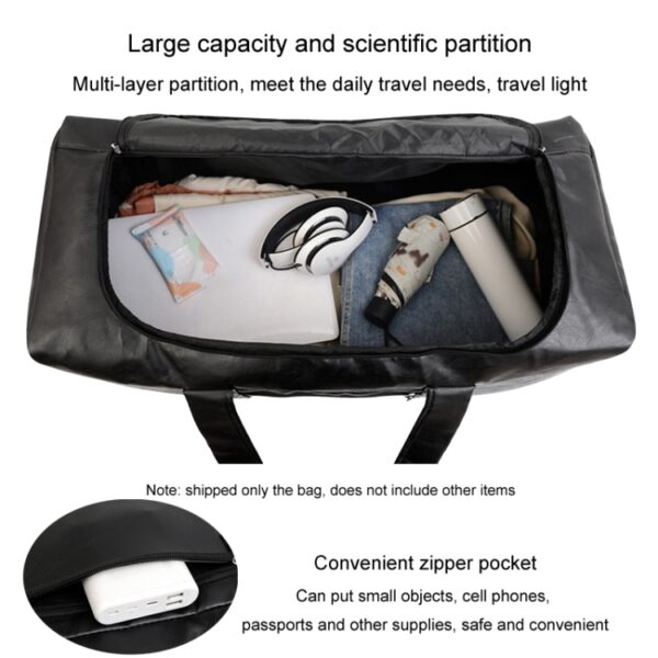 Grote zakelijke handtas voor heren, waterdichte leren bagagetas voor korte reizen, Small Black, Small Brown, Large Black, Large Brown - Afbeelding 7