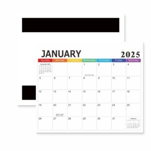 Engels 18-maanden kalender Engels magnetische koelkastmagneet, European 2025.1-2026.6, Blue 2024.7-2025.12, Blue 2025.1-2026.6