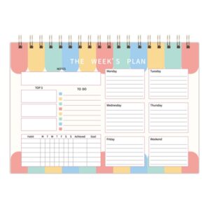 A5 Weekplanner Notebook Waterdichte Planner Opgerolde Klok Memo, Horizontal Colorful, Horizontal Pink, Vertical White, Vertical Yellow