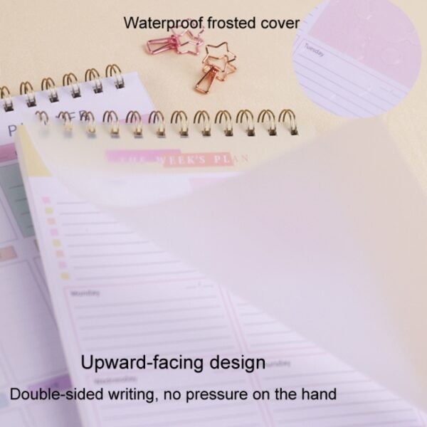 A5 Weekplanner Notebook Waterdichte Planner Opgerolde Klok Memo, Horizontal Colorful, Horizontal Pink, Vertical White, Vertical Yellow - Afbeelding 6