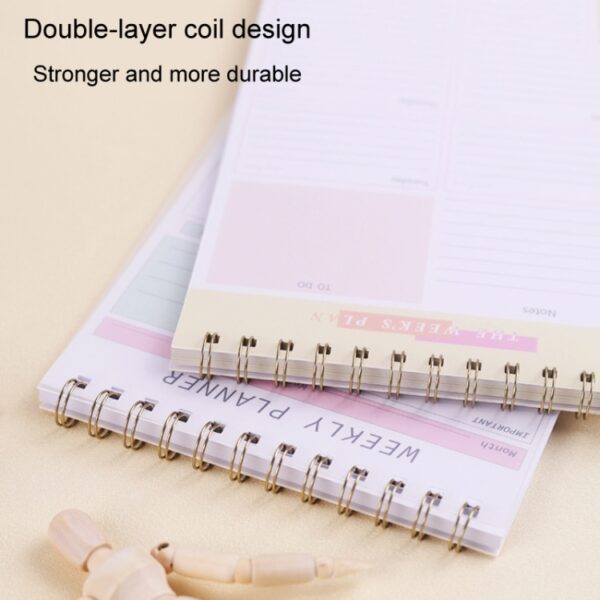 A5 Weekplanner Notebook Waterdichte Planner Opgerolde Klok Memo, Horizontal Colorful, Horizontal Pink, Vertical White, Vertical Yellow - Afbeelding 7