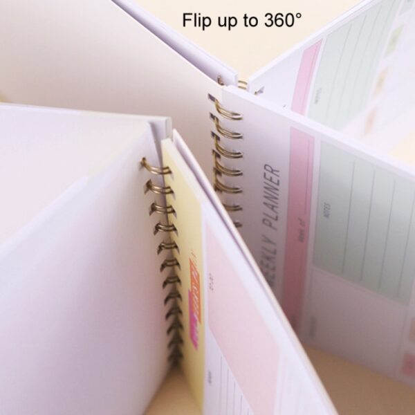 A5 Weekplanner Notebook Waterdichte Planner Opgerolde Klok Memo, Horizontal Colorful, Horizontal Pink, Vertical White, Vertical Yellow - Afbeelding 8