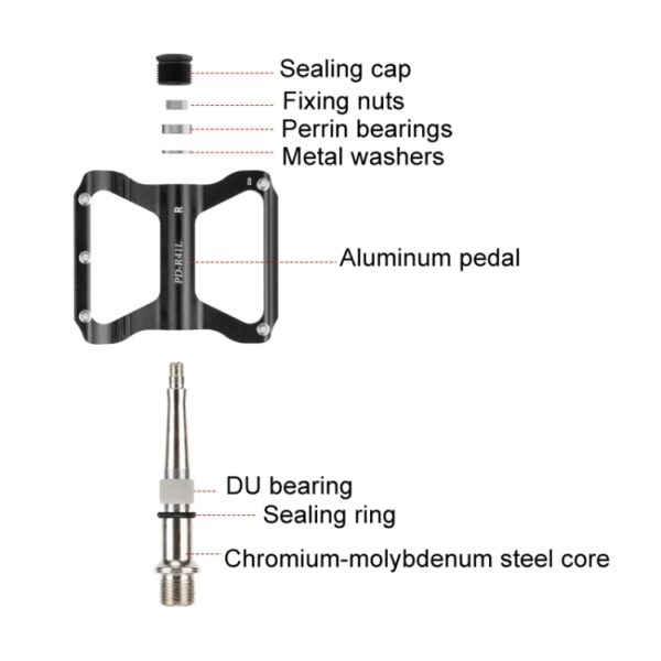 PROMEND PD-R41L 1 paar fietspedalen van aluminiumlegering met Perrin-lagers - Afbeelding 3