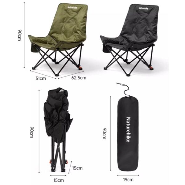 Naturehike Outdoor Opvouwbare Hoge Rug Maan Lounge Stoel Kampeer Rugleuning Stoel - Afbeelding 13