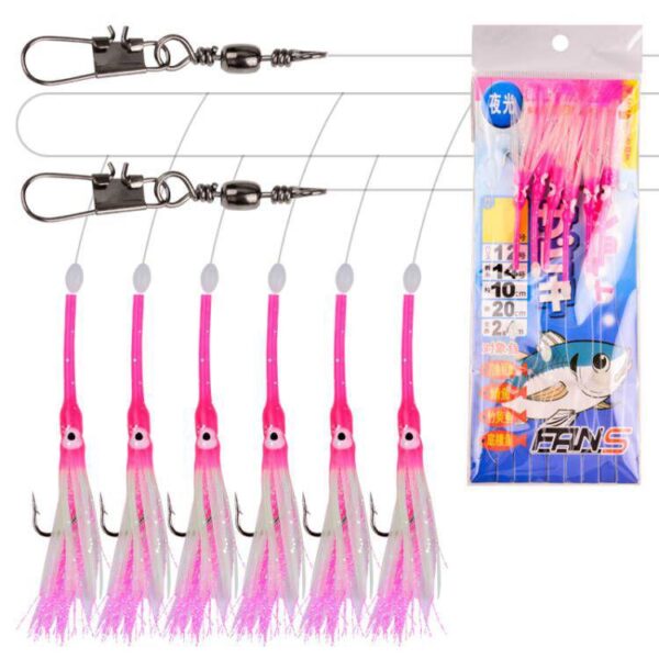 Luminous Bionic Hairtail String Hook Anti-bite Spaanse Makreel Visset