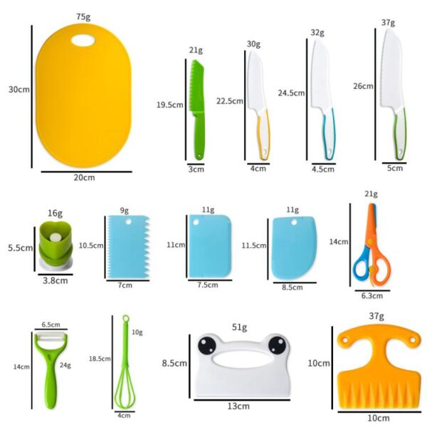 Children Plastic Cooking Knife Set Kids DIY Peeler Kicthen Tools, 13 In 1, 17 In 1 - Afbeelding 6
