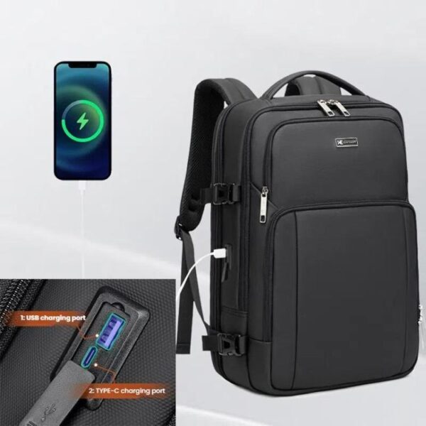 Wiersaam Men Anti-Theft Business Laptop Backpack 15.6 Inch Computer Bag With USB & Type-C Charging Ports, WA338353  Gray - Afbeelding 5