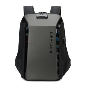 Wiersaam WY1350 Men Anti-Theft Business Backpack Laptop Bag For Travel With Password Lock, WY1350 Gray