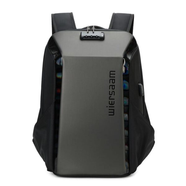 Wiersaam WY1350 Men Anti-Theft Business Backpack Laptop Bag For Travel With Password Lock, WY1350 Gray