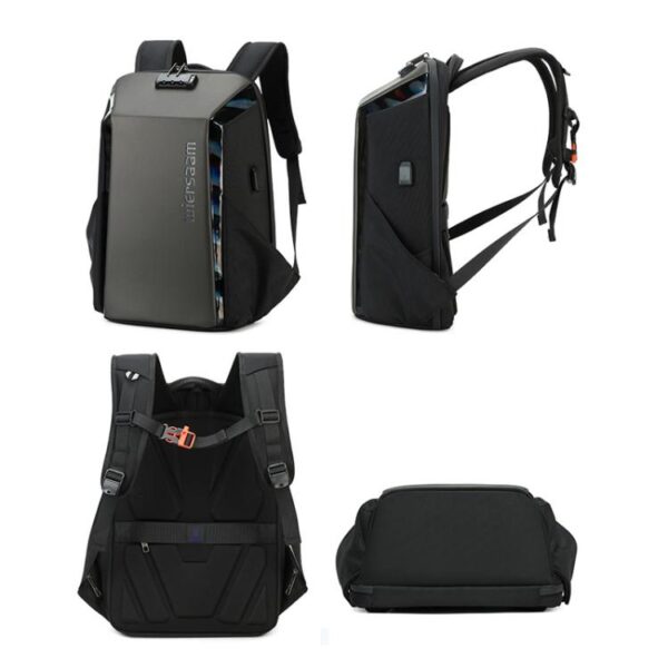 Wiersaam WY1350 Men Anti-Theft Business Backpack Laptop Bag For Travel With Password Lock, WY1350 Gray - Afbeelding 3
