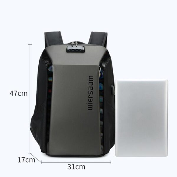 Wiersaam WY1350 Men Anti-Theft Business Backpack Laptop Bag For Travel With Password Lock, WY1350 Gray - Afbeelding 8