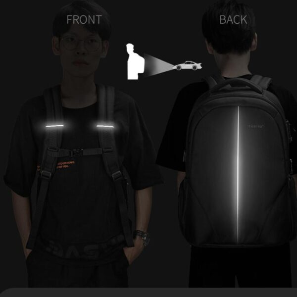 Men Business Anti-Theft Laptop Backpack With USB Charging Port, Reflective Strips & TSA Lock, Tigernu Standard, Tigernu Expandable - Afbeelding 5