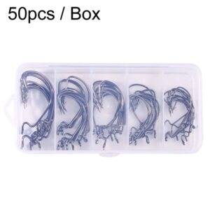 HENGJIA FH013 50pcs / Box Outdoor Fishing Cranked Stripers Hook Set, Black, Red