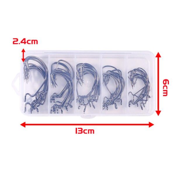 HENGJIA FH013 50pcs / Box Outdoor Fishing Cranked Stripers Hook Set, Black, Red - Afbeelding 4