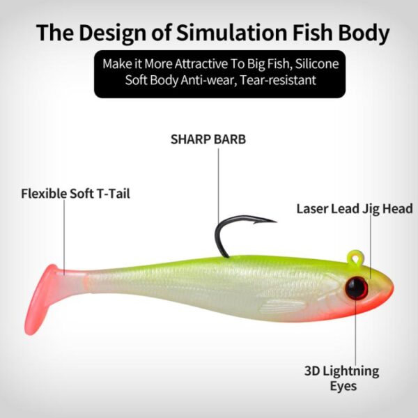 5pcs / Set T-Tail Lua False Bait Single Hook Full Swimming Submerged Imitation Soft Lure, PROBEROS DW6092N6A, PROBEROS DW6092N12A, PROBEROS DW6092N6B - Afbeelding 8