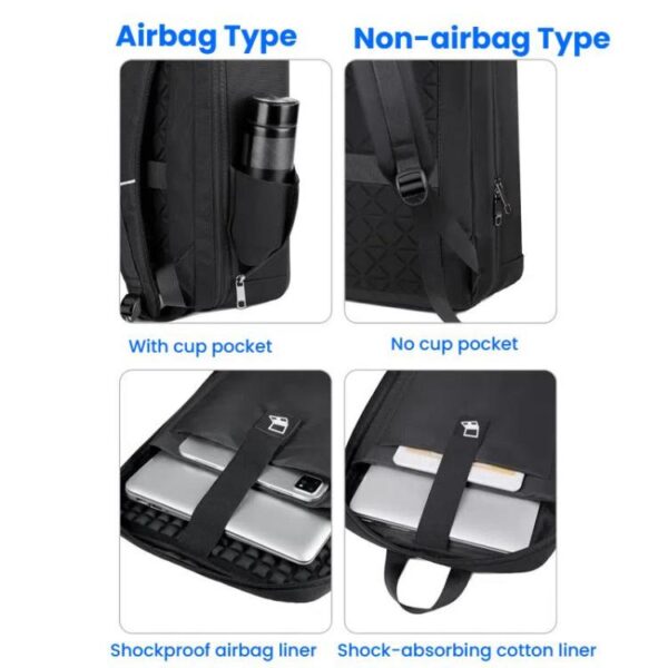 15.6-16.6 Inch Hard Shell Laptop Backpack with USB+Type-C Charging Ports Unisex Anti-Theft  Business Travel Bag, Gray, Blue, Black, Airbag Gray, Airbag Blue, Airbag Black - Afbeelding 5