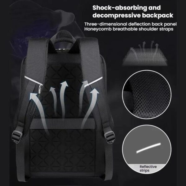 15.6-16.6 Inch Hard Shell Laptop Backpack with USB+Type-C Charging Ports Unisex Anti-Theft  Business Travel Bag, Gray, Blue, Black, Airbag Gray, Airbag Blue, Airbag Black - Afbeelding 7