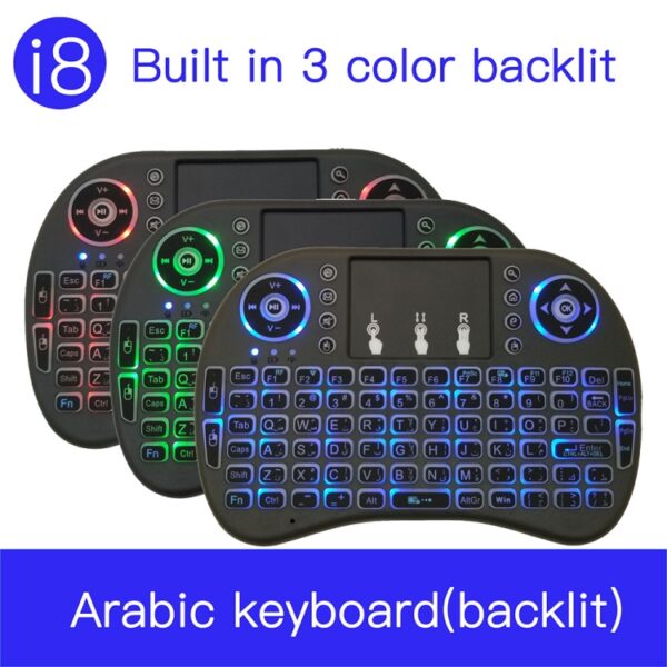 Ondersteuningstaal: Arabisch i8 Air Mouse Draadloos toetsenbord met achtergrondverlichting en touchpad voor Android TV Box & Smart TV & PC Tablet & Xbox360 & PS3 & HTPC / IPTV - Afbeelding 10