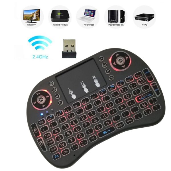 Ondersteuningstaal: Frans i8 Air Mouse Draadloos verlicht toetsenbord met touchpad voor Android TV Box & Smart TV & PC Tablet & Xbox360 & PS3 & HTPC/IPTV - Afbeelding 8