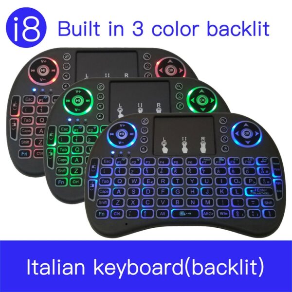 Ondersteunde taal: Italië i8 Air Mouse Draadloos toetsenbord met achtergrondverlichting en touchpad voor Android TV Box & Smart TV & PC Tablet & Xbox360 & PS3 & HTPC / IPTV - Afbeelding 10