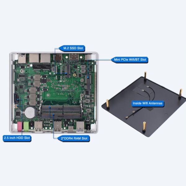 HYSTOU M3 Windows / Linux-systeem Mini-pc, Intel Core I7-8559U 4 Core 8 Threads tot 4,50 GHz, ondersteuning M.2, 32 GB RAM DDR4 + 1 TB SSD - Afbeelding 9