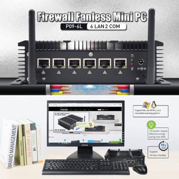 HYSTOU P09-6L Windows / Linux-systeem Mini-pc, Intel Celeron 3865U 2 Core 2 Threads tot 1,80 GHz, ondersteuning voor mSATA, 4 GB RAM DDR3 + 128 GB SSD - Afbeelding 5