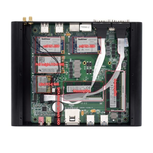 HYSTOU P05B-I7-5500U-2C Fanless Mini PC Intel Core i7 5500u Processor Quad Core tot 2.4GHz, RAM: 8G, ROM: 256G, Ondersteuning Win 7 / 8 / 10 / Linux, 8G+256G - Afbeelding 3