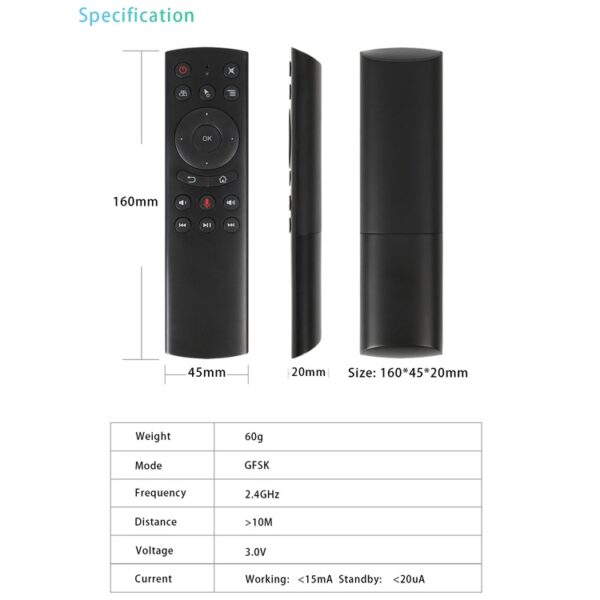 G20S 2.4G Air Mouse-afstandsbediening met Fidelity-spraakinvoer & IR-leren & 6-assige gyroscoop voor pc en Android TV-box & laptop & projector - Afbeelding 11