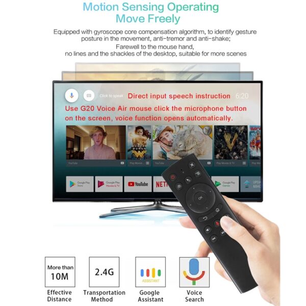 G20S 2.4G Air Mouse-afstandsbediening met Fidelity-spraakinvoer & IR-leren & 6-assige gyroscoop voor pc en Android TV-box & laptop & projector - Afbeelding 6
